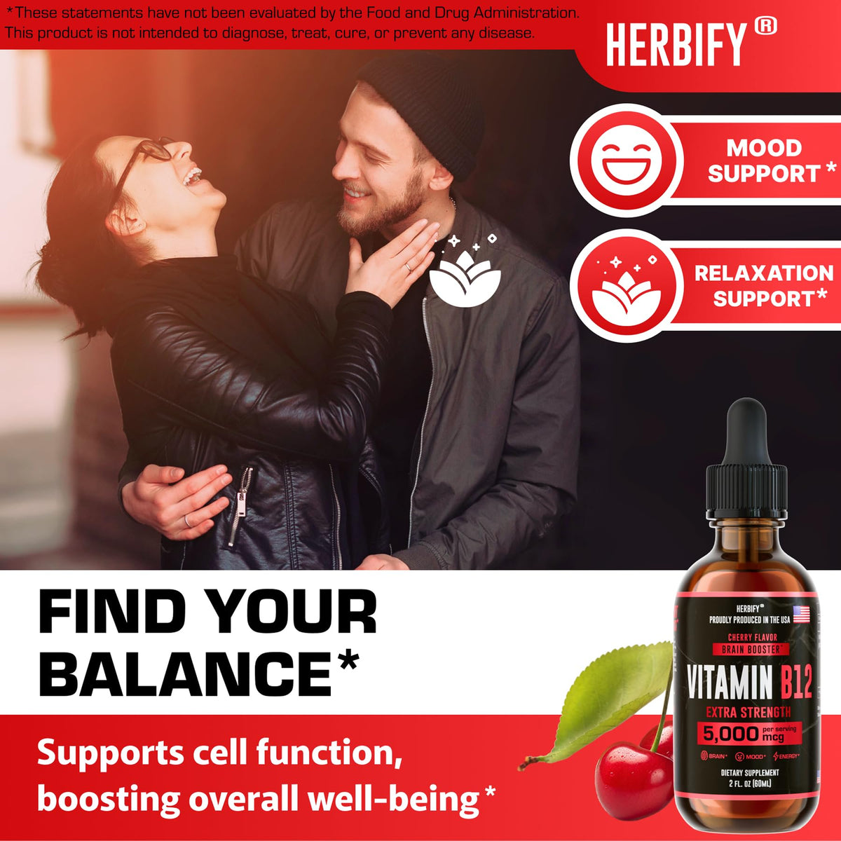 Étiquette du flacon de complément HERBIFY B12 Methylé
