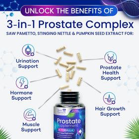 Étiquette du flacon de compléments Prostate 3x force