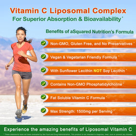 Étiquette du flacon de Complexe Liposomal de Vitamine C 1500mg d'aSquared Nutrition