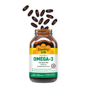 Étiquette du flacon de Country Life Omega-3