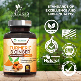 Étiquette du flacon de Curcuma et Gingembre Nature's Nutrition