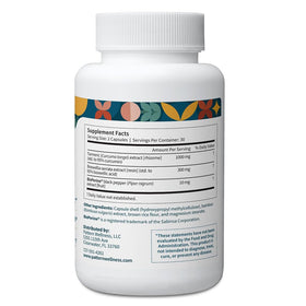 Étiquette du flacon de Curcuma Pattern Wellness avec informations nutritionnelles
