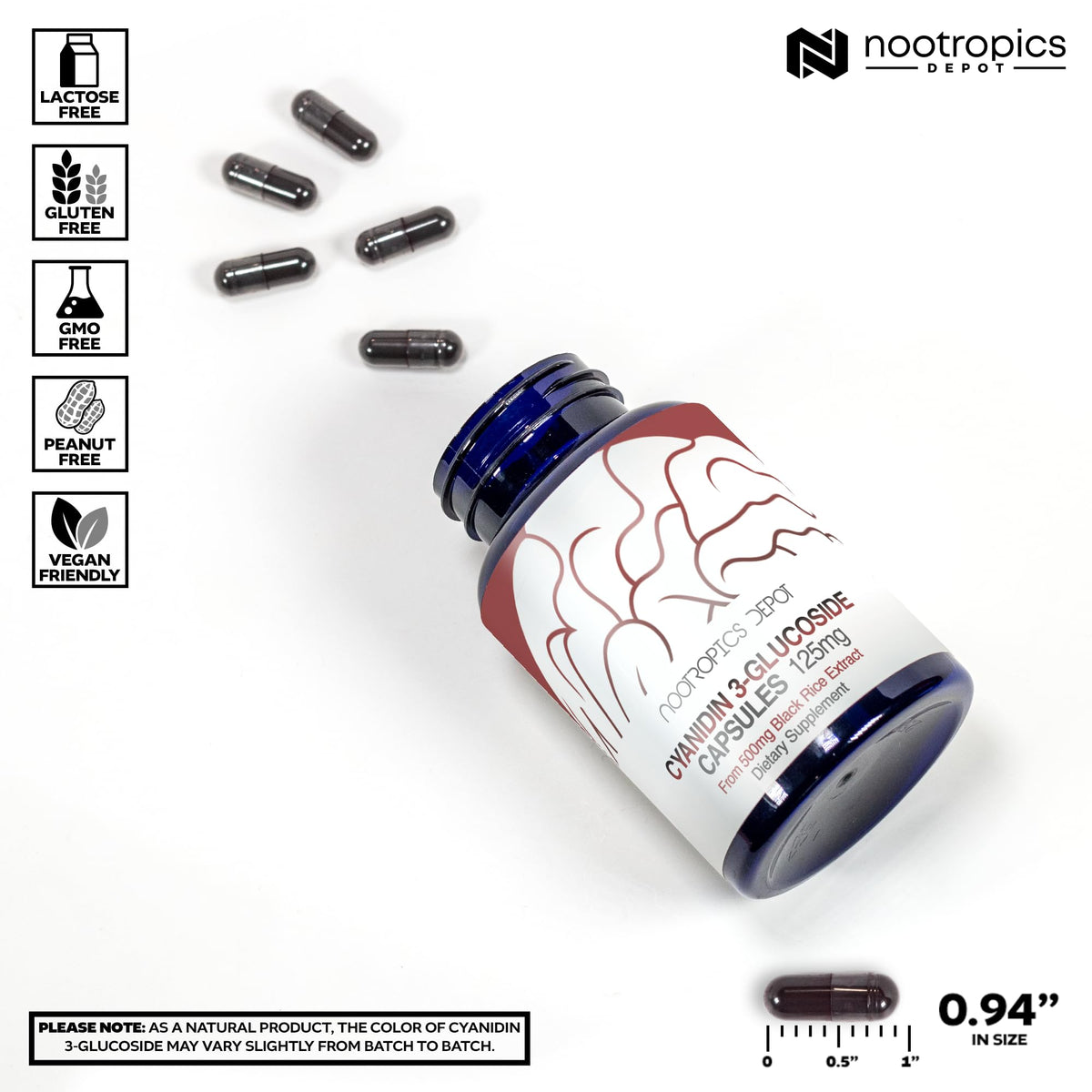 Étiquette du flacon de Cyanidine 3-Glucoside Nootropics Depot
