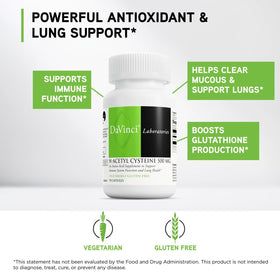 Étiquette du flacon de DAVINCI N-Acetyl Cystéine 500 mg