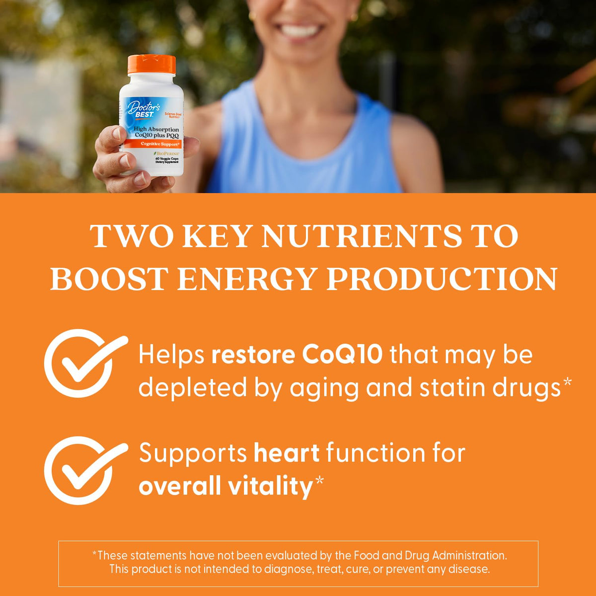 Étiquette du flacon de Doctor's BEST CoQ10 100 mg avec PQQ