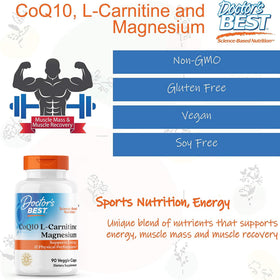 Étiquette du flacon de Doctor's BEST CoQ10 L-Carnitine