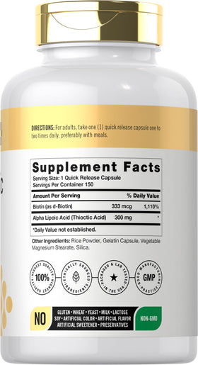 Étiquette du flacon de Doctor's Way Acide Alpha Lipoïque 300mg