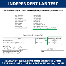 Étiquette du flacon de Dr. Maxwell Phosphatidylserine 300mg