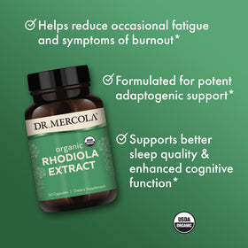 Étiquette du flacon de Dr. Mercola Extrait de Rhodiola Bio