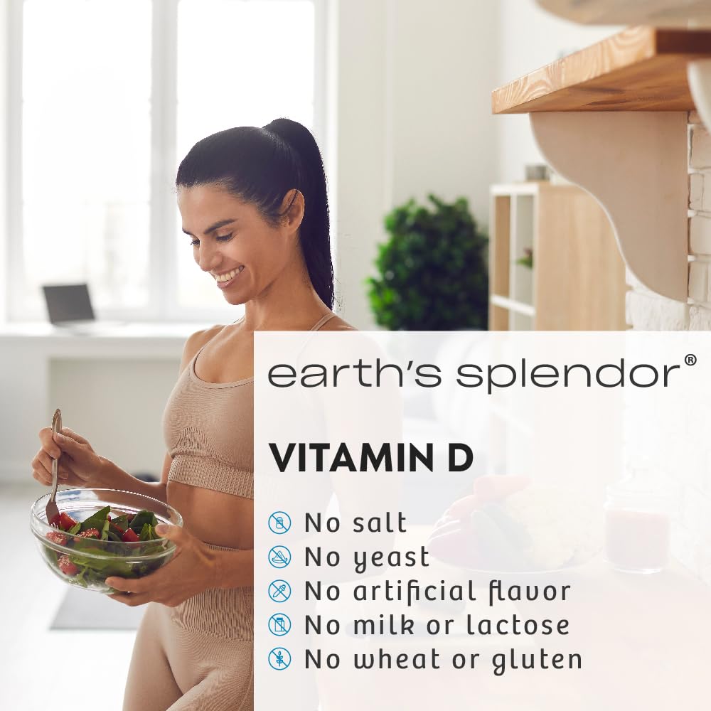 Étiquette du flacon de Earth's Splendor Vitamine D 2000 UI