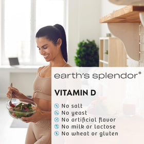 Étiquette du flacon de Earth's Splendor Vitamine D 2000 UI