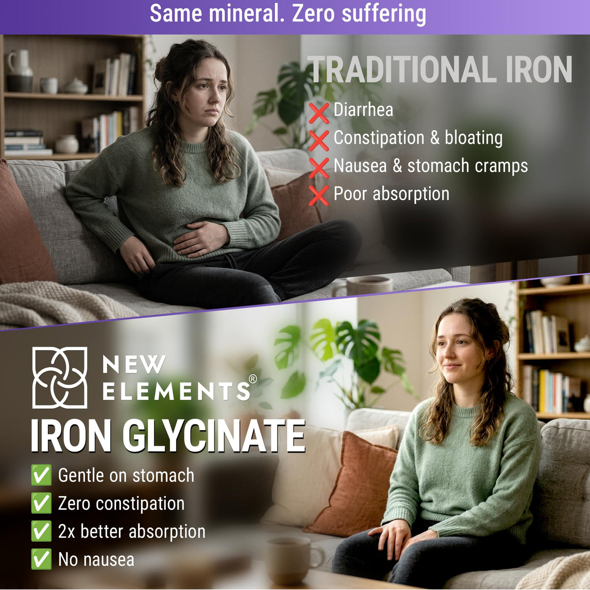 Étiquette du flacon de Fer Glycinate 50mg New Elements