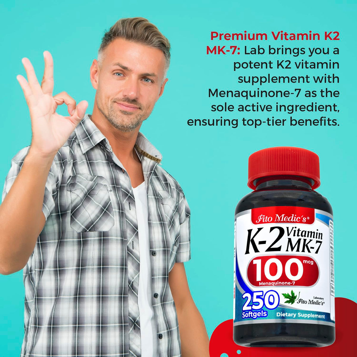 Étiquette du flacon de FITO MEDIC'S Vitamin K2 MK-7