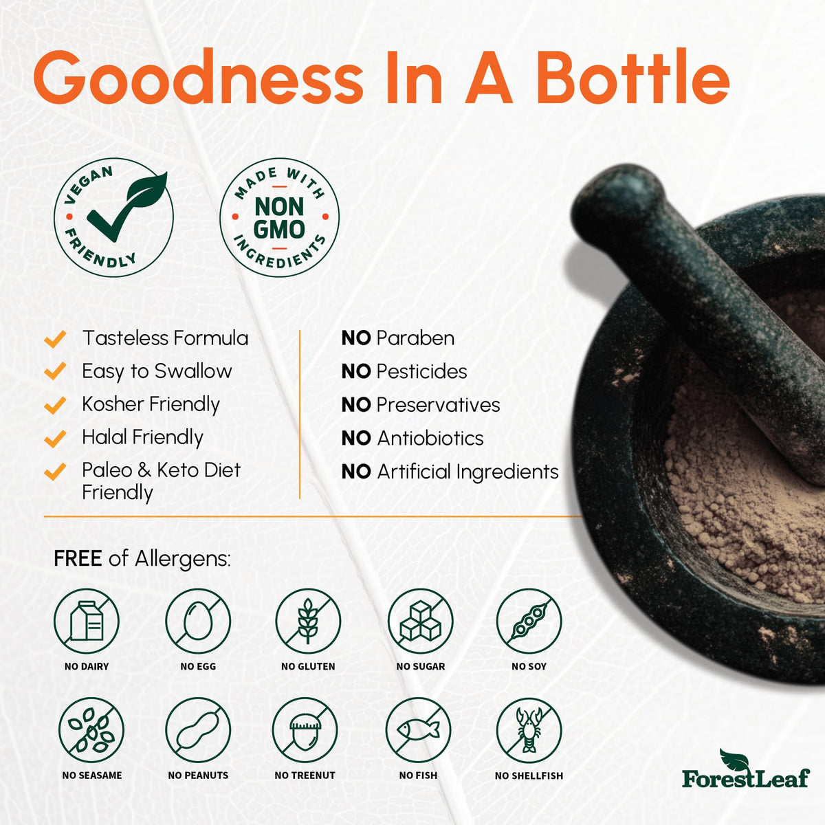 Étiquette du flacon de ForestLeaf Quercétine 1350mg