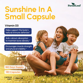 Étiquette du flacon de ForestLeaf Vitamine D3 10 000 UI