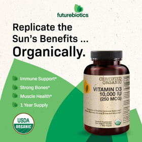 Étiquette du flacon de Futurebiotics Vitamine D3 10 000 UI