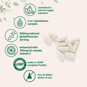 Étiquette du flacon de Glutathione 500mg avec Vitamine C