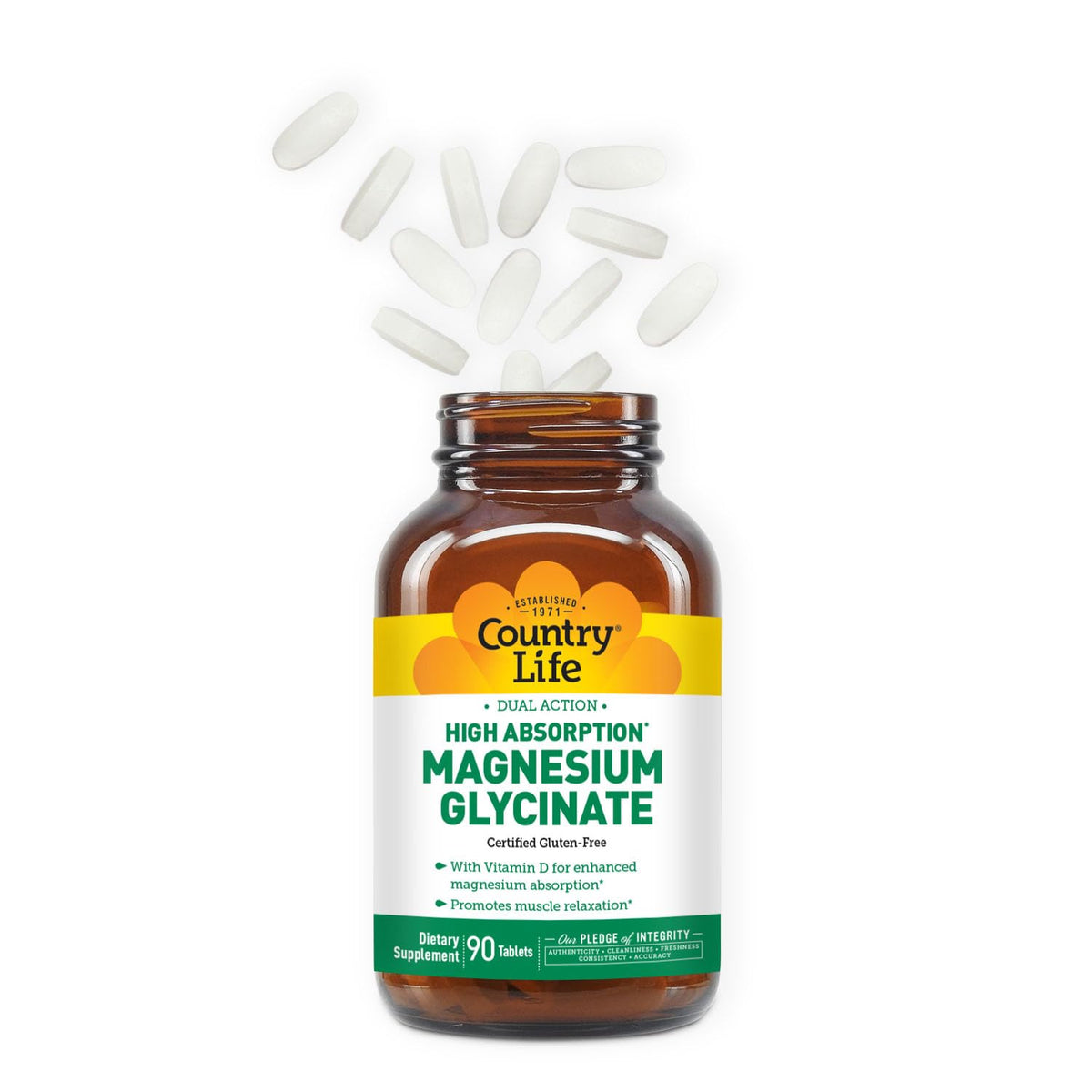 Étiquette du flacon de Glycinate de Magnésium 350 mg avec Vitamine D3