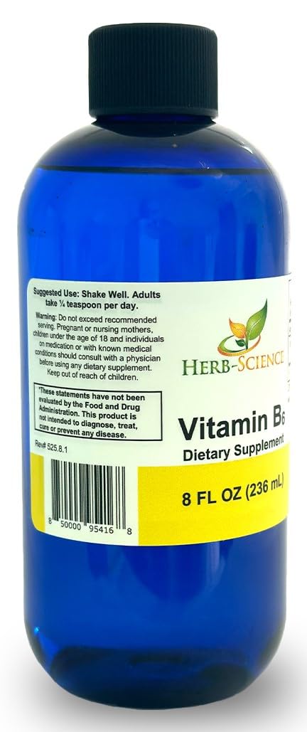 Étiquette du flacon de Gouttes de Vitamine B6 Herb-Science