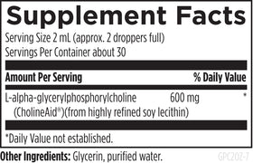 Étiquette du flacon de GPC Liquide 600mg Designs for Health