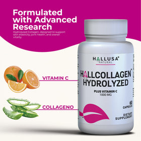 Étiquette du flacon de Hallusa Natural Collagène Hydrolysé