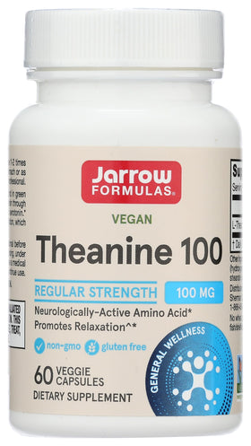 Étiquette du flacon de Jarrow Formulas Theanine 100 mg