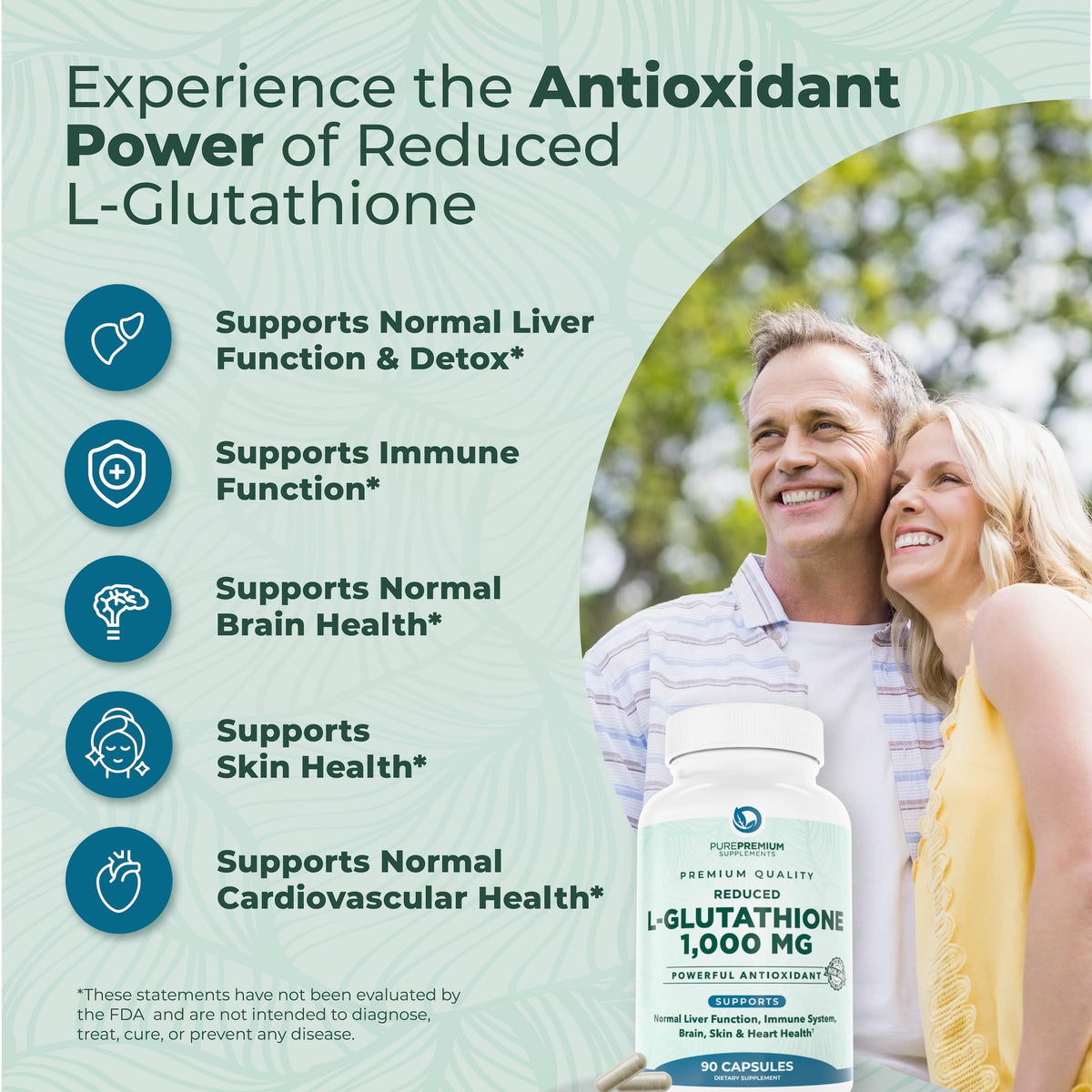 Étiquette du flacon de L-Glutathione PurePremium 1000mg