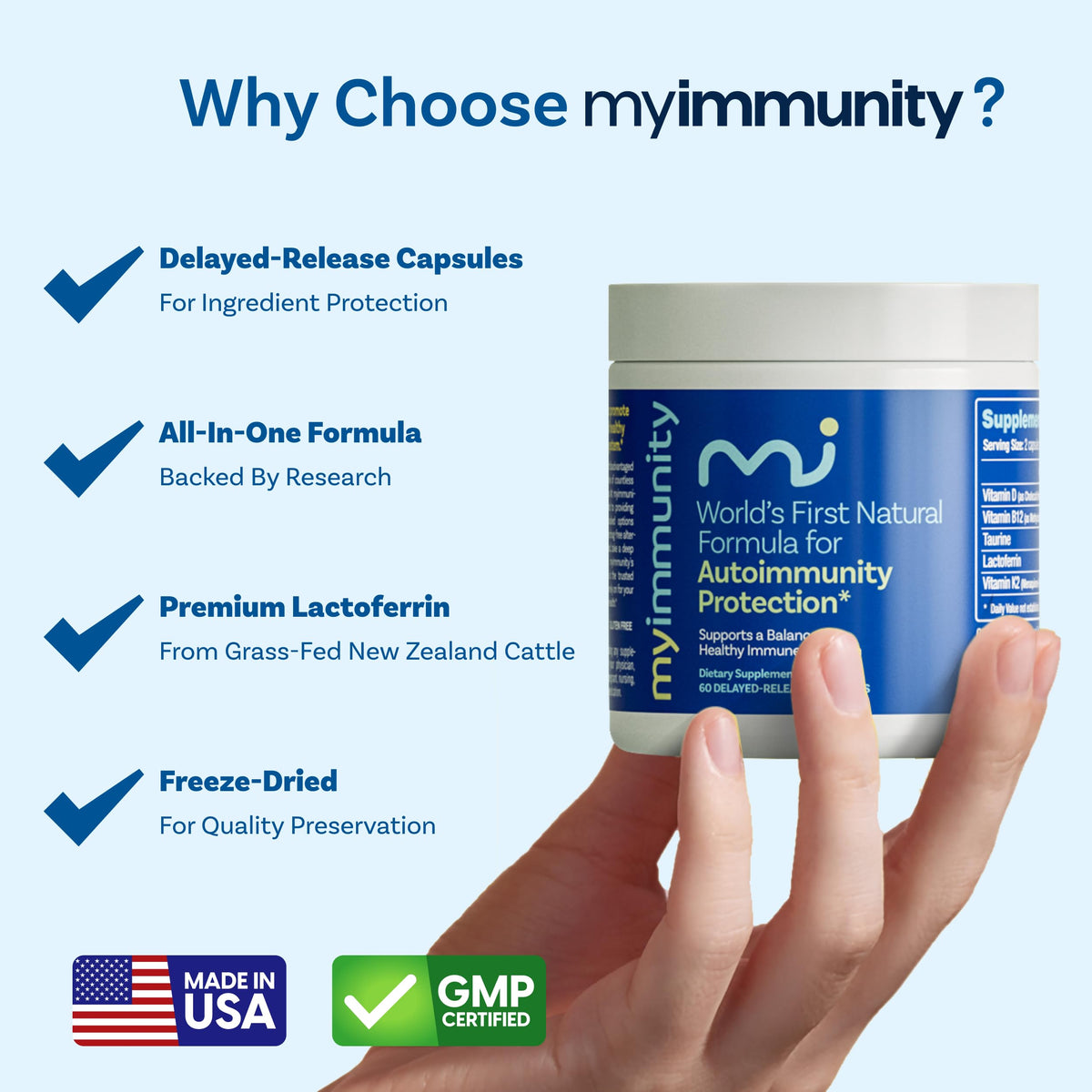 Étiquette du flacon de lactoferrine MyImmunity 300mg