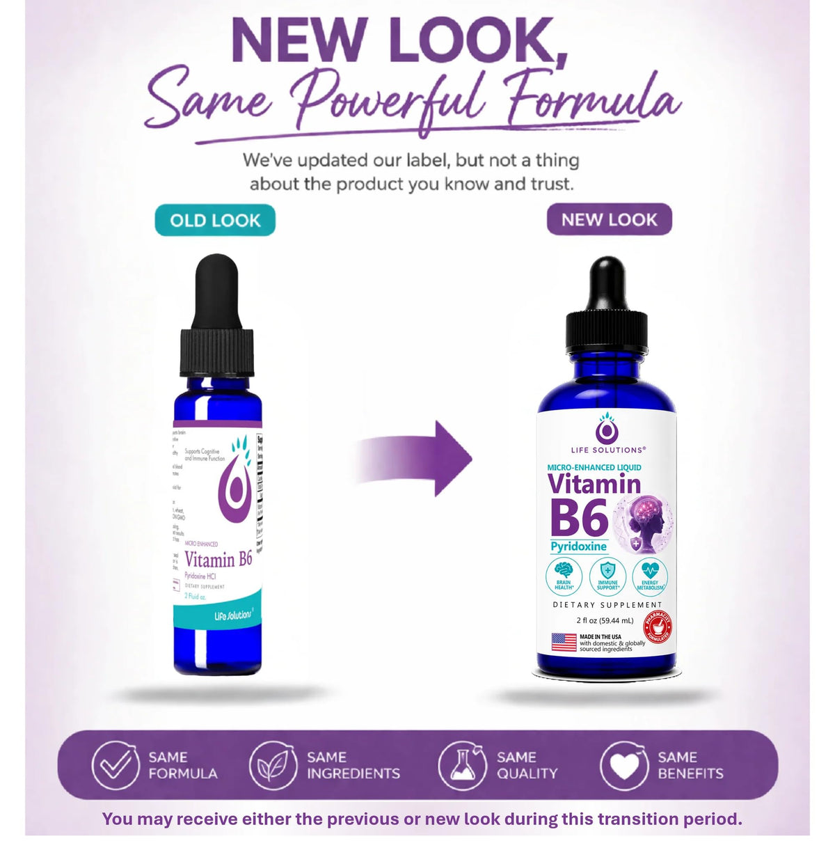 Étiquette du flacon de Life Solutions B6 liquide 25 mg 60 ml