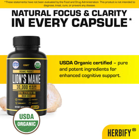 Étiquette du flacon de Lion's Mane HERBIFY