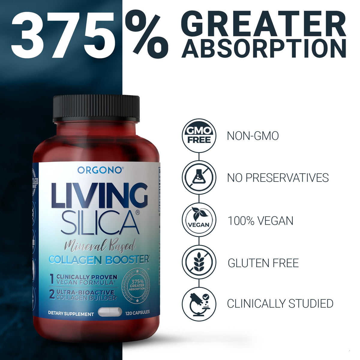 Étiquette du flacon de Living Silica avec ingrédients
