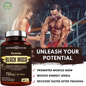 Étiquette du flacon de Maca Noire Bio 750mg