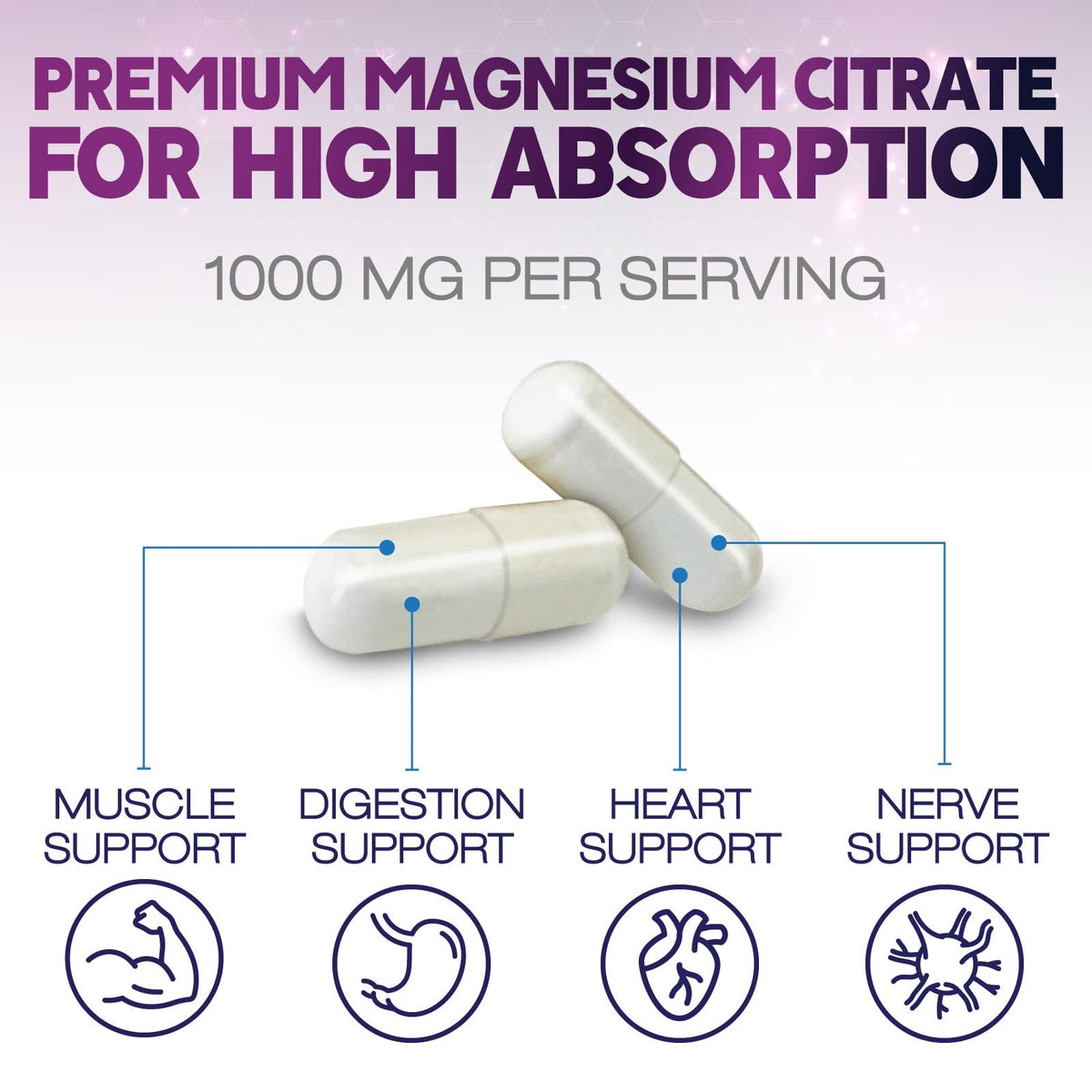 Étiquette du flacon de magnésium citrate 1000mg Health Nutrition Naturals