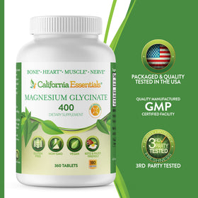 Étiquette du flacon de Magnésium Glycinate California Essentials