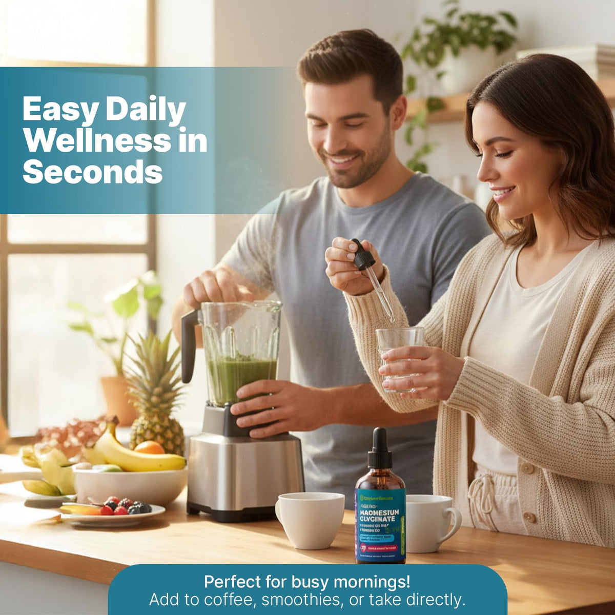 Étiquette du flacon de magnésium glycinate Drops Of Nature avec ingrédients