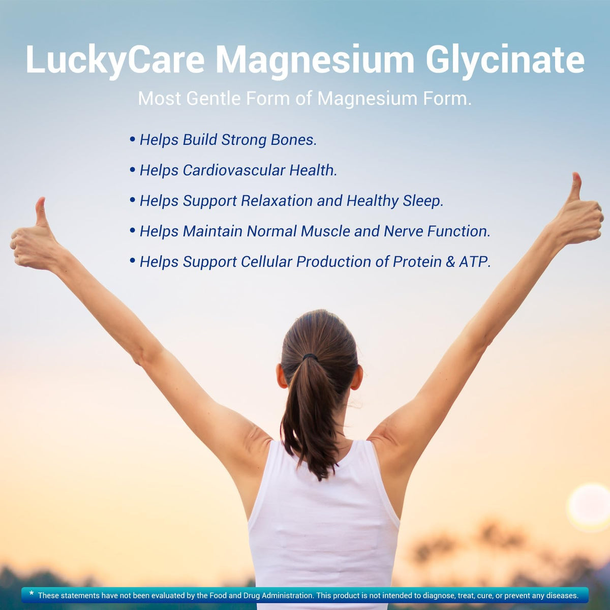 Étiquette du flacon de magnésium glycinate Luckycare