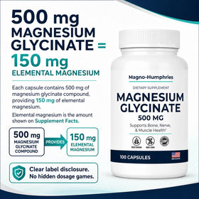 Étiquette du flacon de magnésium glycinate Magno-Humphries