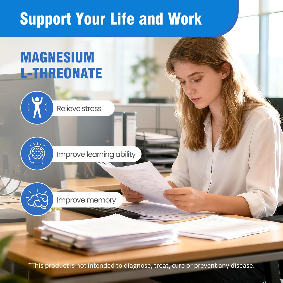Étiquette du flacon de Magnésium L-Thréonate 120 capsules