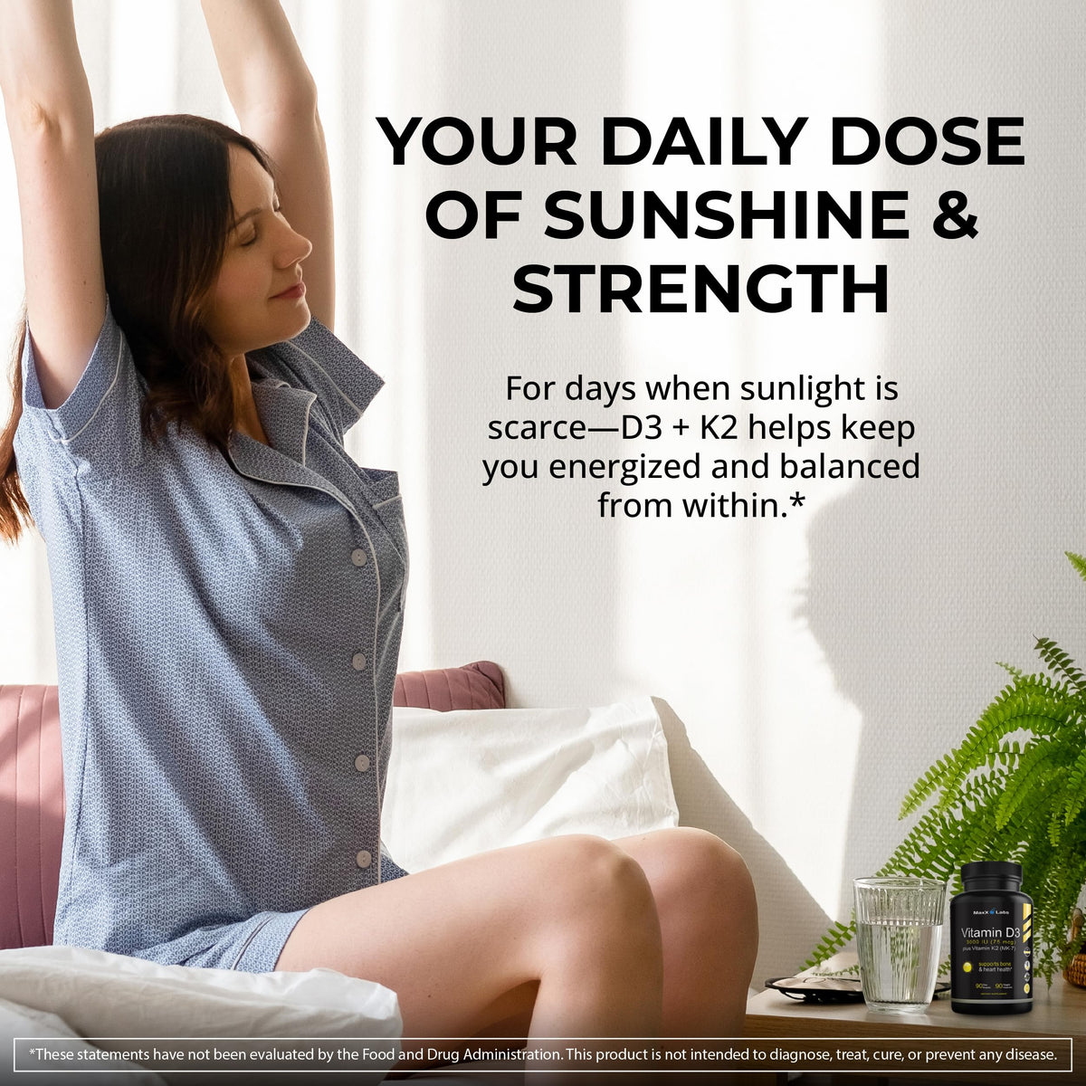 Étiquette du flacon de MaxX Labs Vitamine D3 K2