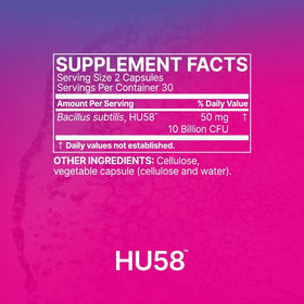 Étiquette du flacon de Microbiome Labs HU58