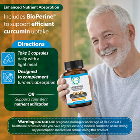 Étiquette du flacon de Moringa et Curcuma TRUEMED