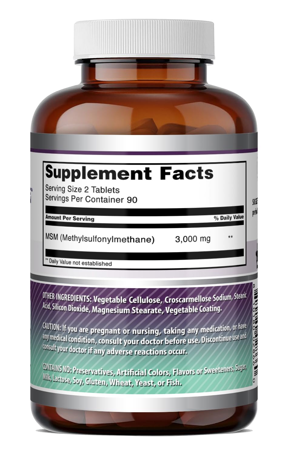 Étiquette du flacon de MSM 3000 Mg d'Amazing Nutrition