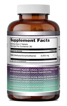 Étiquette du flacon de MSM 3000 Mg d'Amazing Nutrition