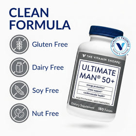 Étiquette du flacon de Multivitamine Homme 50+ de The Vitamin Shoppe