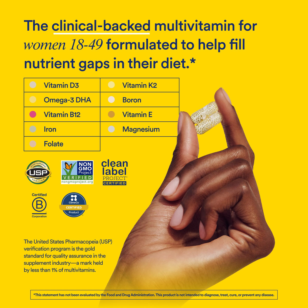 Étiquette du flacon de multivitamine Ritual 18+ Femme
