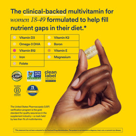 Étiquette du flacon de multivitamine Ritual 18+ Femme