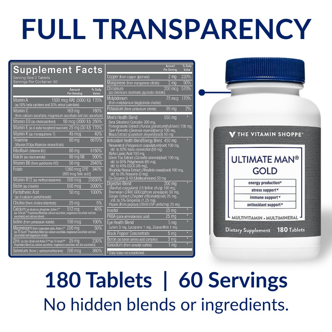 Étiquette du flacon de multivitamines Ultime Homme de The Vitamin Shoppe