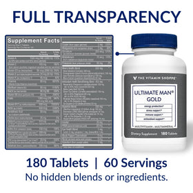 Étiquette du flacon de multivitamines Ultime Homme de The Vitamin Shoppe