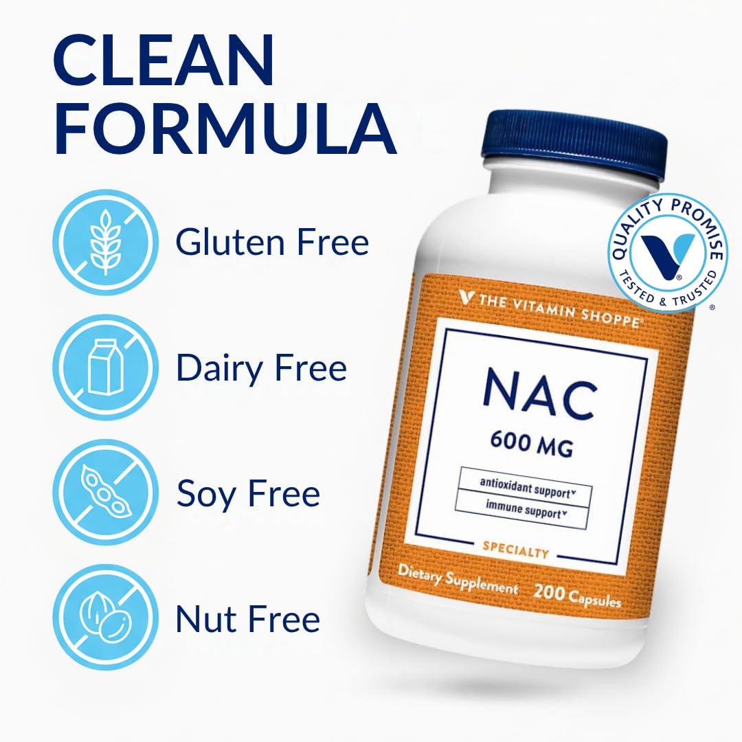 Étiquette du flacon de NAC 600mg de The Vitamin Shoppe