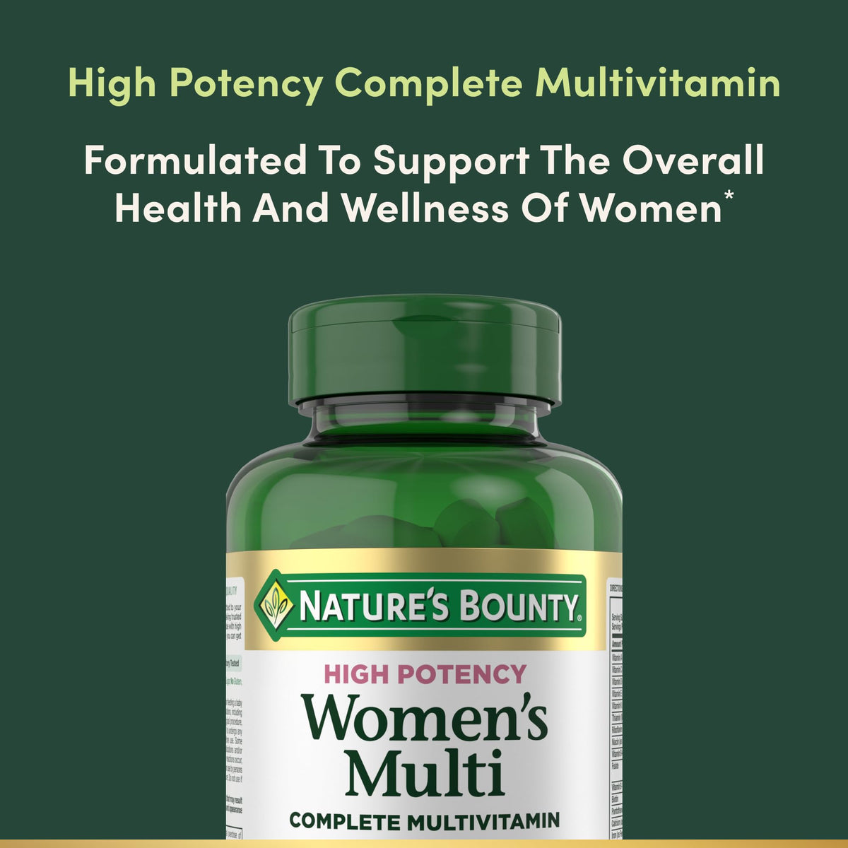 Étiquette du flacon de Nature's Bounty Multivitamines Complètes Femmes